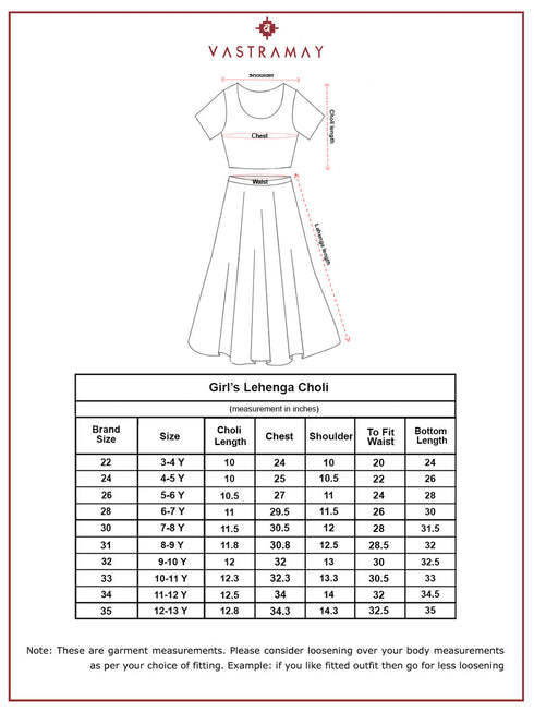 Girl's' Peach Lehenga Set